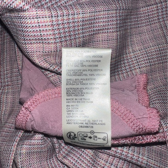 Free People Sevi Plaid Mini Dress Puff Sleeve Grey and Pink Combo Size L NWOT - Picture 7 of 10